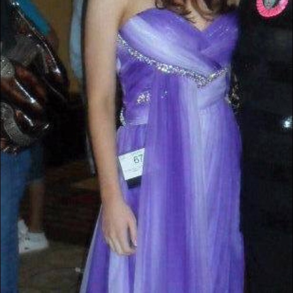 Heather French Henry ombré purple prom dress